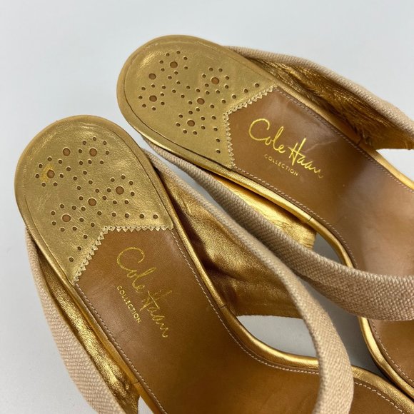 Cole Haan Gwen Air Womens Thong Heeled Sandals Natural Linen Buckle size 9.5 - Picture 10 of 16